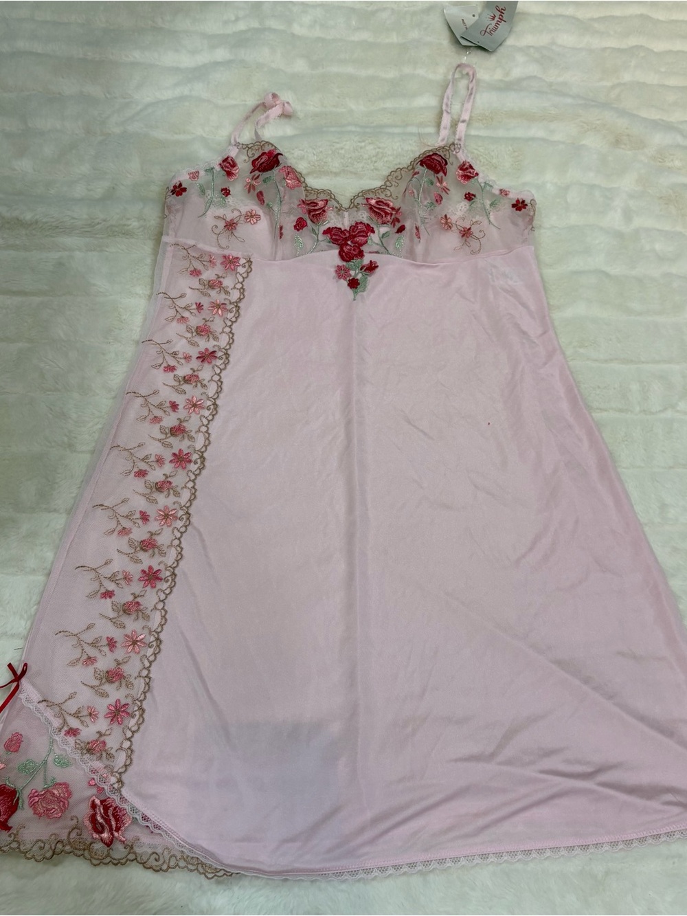 Triumph Pink Sheer Floral Embroidered Chemise